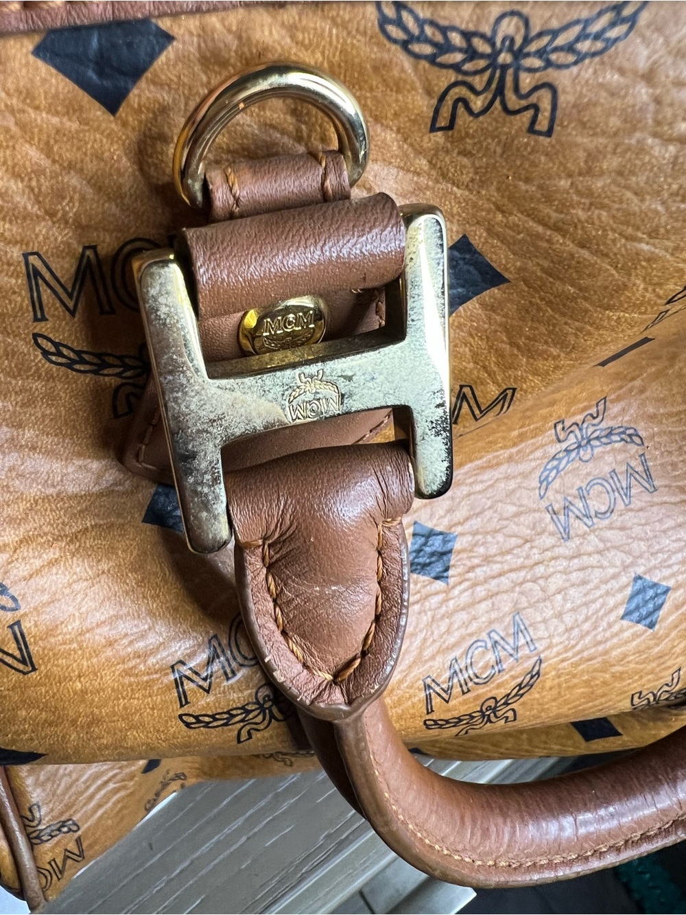 Vintage MCM Cognac Visetos Monogram Boston Satchel Bag - Picture 9 of 16